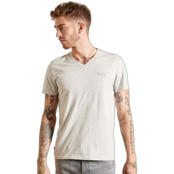 Kleidung Herren T-Shirts Superdry T-shirt à col V en coton bio  Vintage Logo Grau