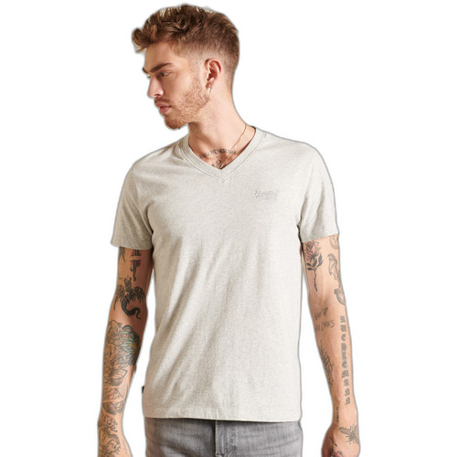 Kleidung Herren T-Shirts Superdry T-shirt à col V en coton bio  Vintage Logo Grau
