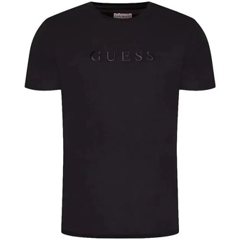 Kleidung Herren T-Shirts Guess Classic logo relief Schwarz