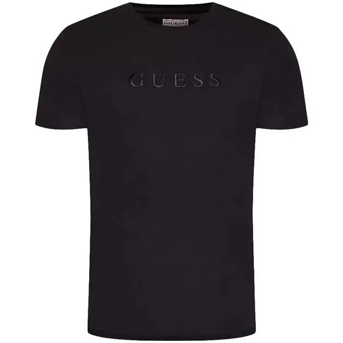 Kleidung Herren T-Shirts Guess Classic logo relief Schwarz