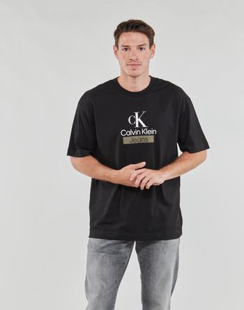Kleidung Herren T-Shirts Calvin Klein Jeans STACKED ARCHIVAL TEE Schwarz