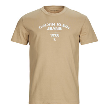 Kleidung Herren T-Shirts Calvin Klein Jeans VARSITY CURVE LOGO T-SHIRT Beige