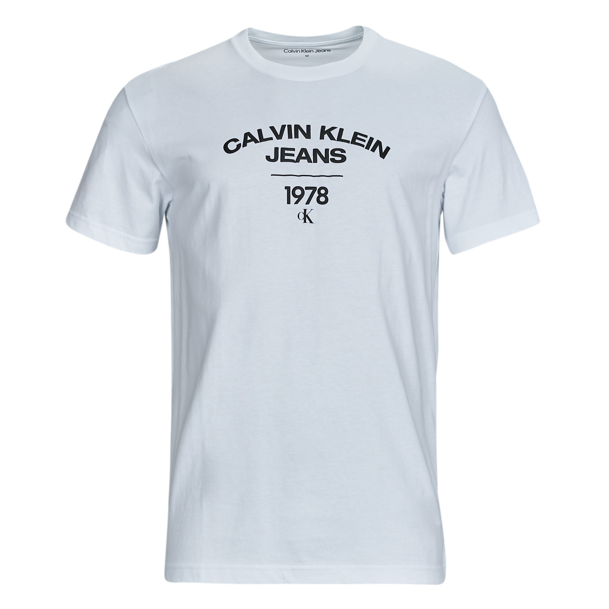 Calvin CURVE - Kleidung Klein VARSITY Jeans LOGO Versand | Spartoo.de 24,43 € T-Shirts T-SHIRT Herren Weiss ! - Kostenloser