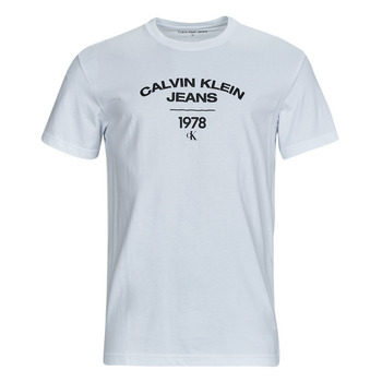 Kleidung Herren T-Shirts Calvin Klein Jeans VARSITY CURVE LOGO T-SHIRT Weiss