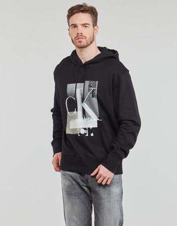 Kleidung Herren Sweatshirts Calvin Klein Jeans CONNECTED LAYER LANDSCAPE HOODIE Schwarz