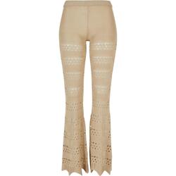 Kleidung Damen Leggings Urban Classics Legging évasé tricot au crochet femme Beige