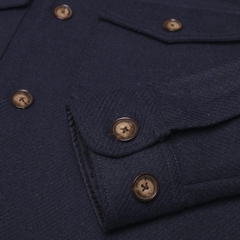 Portuguese Flannel Wool Field Overshirt - Navy Blau