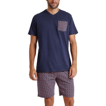 Kleidung Herren Pyjamas/ Nachthemden Admas Pyjama Shorts T-Shirt Panot Antonio Miro Blau