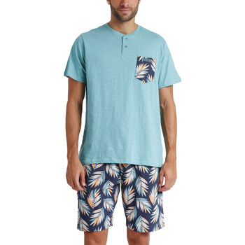 Kleidung Herren Pyjamas/ Nachthemden Admas Pyjama Shorts T-Shirt Work Antonio Miro Blau