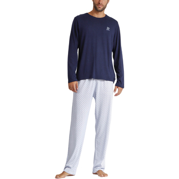 Kleidung Herren Pyjamas/ Nachthemden Admas Pyjama Hose Top Langarm Stripes And Dots Blau
