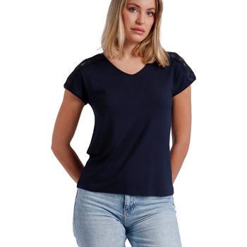 Kleidung Damen Tops / Blusen Admas T-Shirt mit kurzen Ärmeln Puntilla Hombro Blau