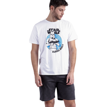 Kleidung Herren Pyjamas/ Nachthemden Admas Pyjama Shorts T-Shirt Stromtrooper Star Wars Weiss