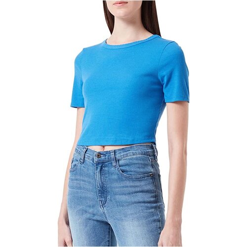 Kleidung Damen T-Shirts & Poloshirts Only ONLMAJA L/S CROPPED PLAIN TOP JRS Blau