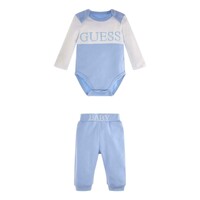 Kleidung Jungen Kleider & Outfits Guess MID ORGANIC COTON Weiss / Blau