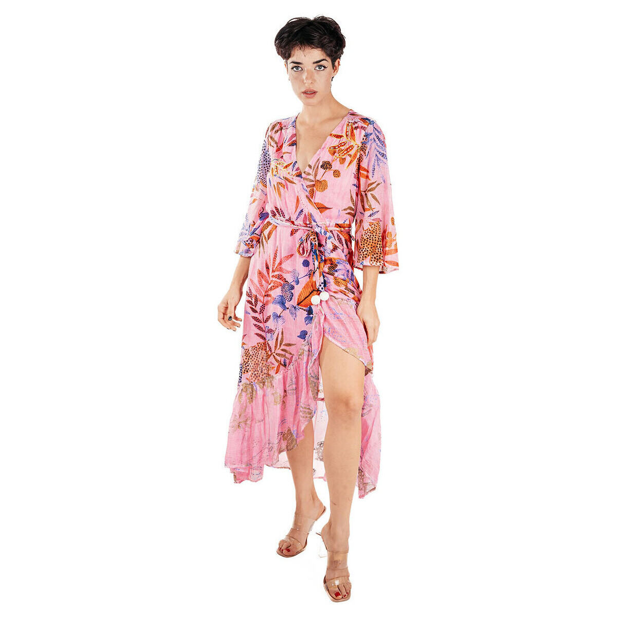 Kleidung Damen Maxikleider Isla Bonita By Sigris Langes Midi -Kleid Rosa