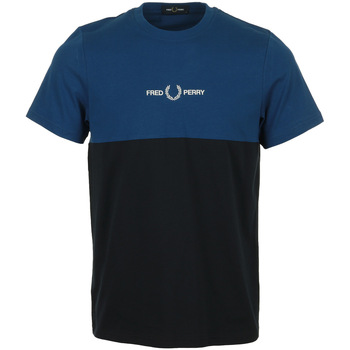 Kleidung Herren T-Shirts Fred Perry Branded Colour Block T-Shirt Blau
