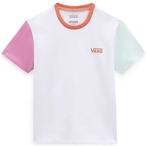 Kleidung Mädchen T-Shirts & Poloshirts Vans VN00041DJ5K COLORBLOCK CREW-WHITE Weiss
