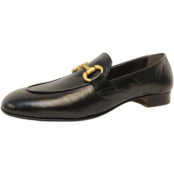 Schuhe Damen Slipper Mara Bini Premium Mocassino L891-tripon nero schwarz