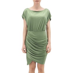 Kleidung Damen Maxikleider GaËlle Paris Kurzes flieendes Jersey-Kleid mit Kimono- und Flaggenrm Grün