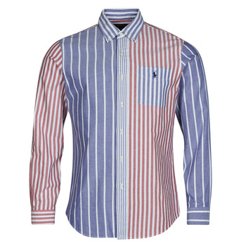 Kleidung Herren Langärmelige Hemden Polo Ralph Lauren CHEMISE COUPE DROITE EN OXFORD Blau / Rot / Weiss