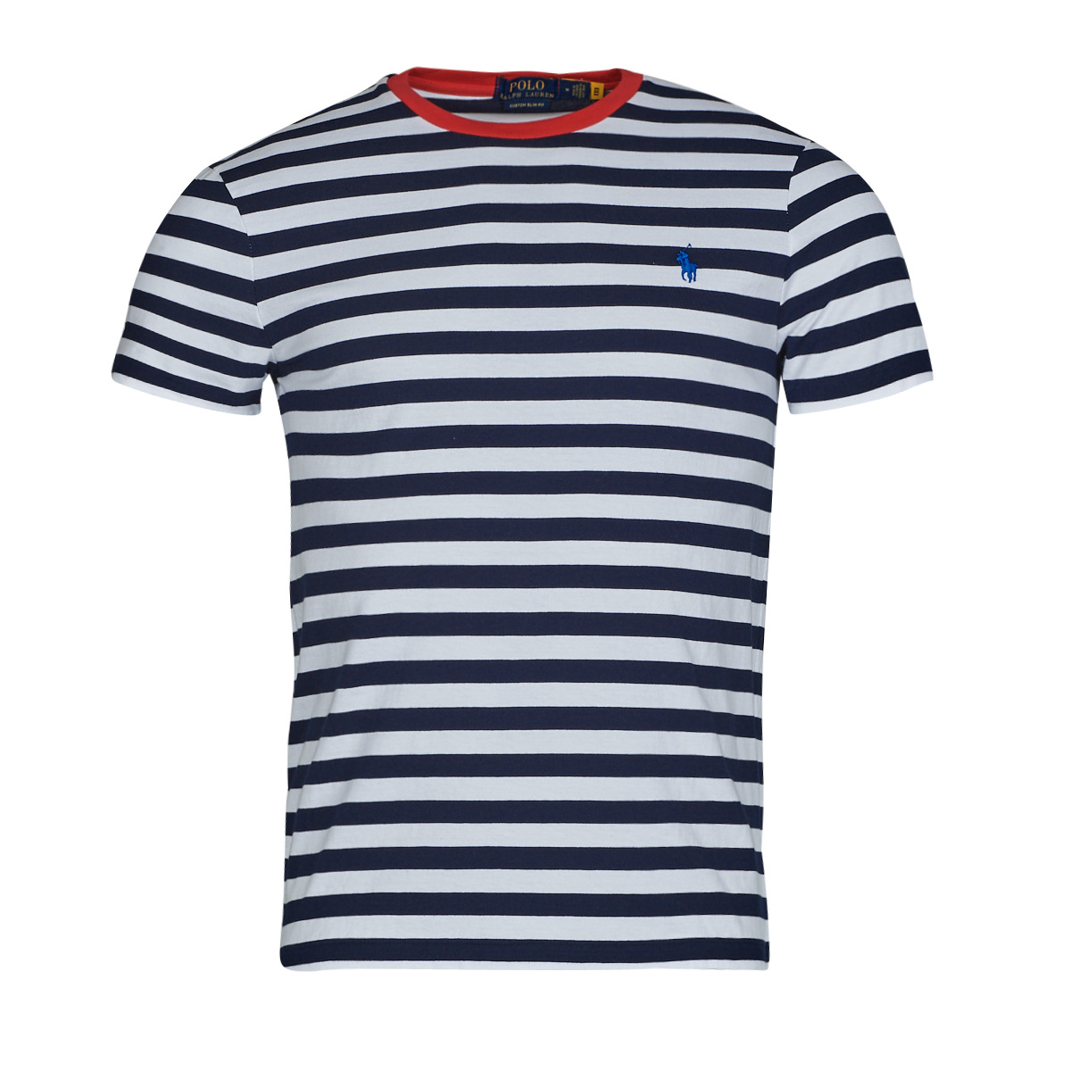 Kleidung Herren T-Shirts Polo Ralph Lauren T-SHIRT AJUSTE EN COTON MARINIERE Marine / Weiss / Rot
