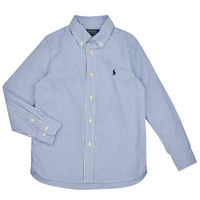 Kleidung Jungen Langärmelige Hemden Polo Ralph Lauren SLIM FIT-TOPS-SHIRT Blau / Weiss