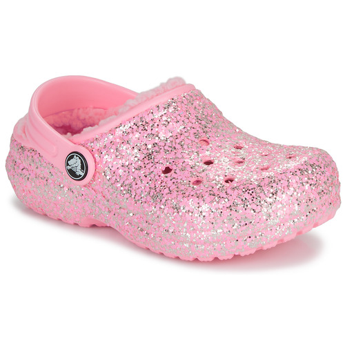 Schuhe Mädchen Pantoletten / Clogs Crocs Classic Lined Glitter Clog K Rosa