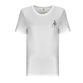 Kleidung Damen T-Shirts Only ONLSILLE S/S HEART TOP CS JRS Weiss