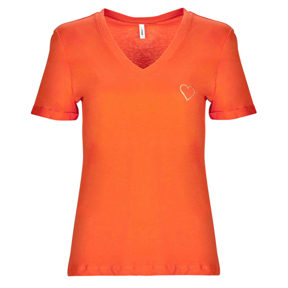 Kleidung Damen T-Shirts Only ONLKITA S/S V-NECK HEART TOP BOX CS JRS Orange