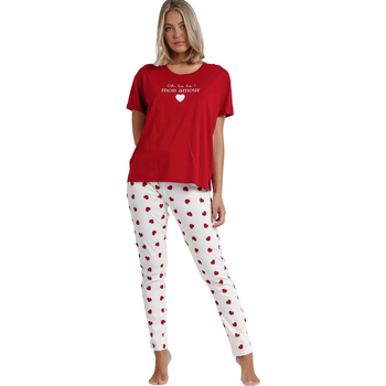 Kleidung Damen Pyjamas/ Nachthemden Admas Pyjama Hose T-Shirt Dans Mon Coeur Rot