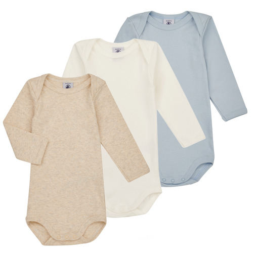 Kleidung Kinder Pyjamas/ Nachthemden Petit Bateau BODY US ML PASTEL PACK X3 Blau / Weiss / Beige