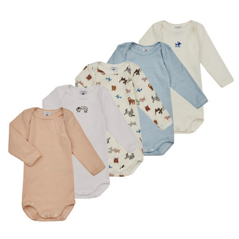 Kleidung Kinder Pyjamas/ Nachthemden Petit Bateau BODY US ML CASTIDOG PACK X5 Multicolor