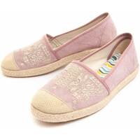 Schuhe Damen Leinen-Pantoletten mit gefloch Leindia 81302 Violett