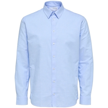 Kleidung Herren Langärmelige Hemden Selected Regnew-Linen - Cashmere Blue Blau