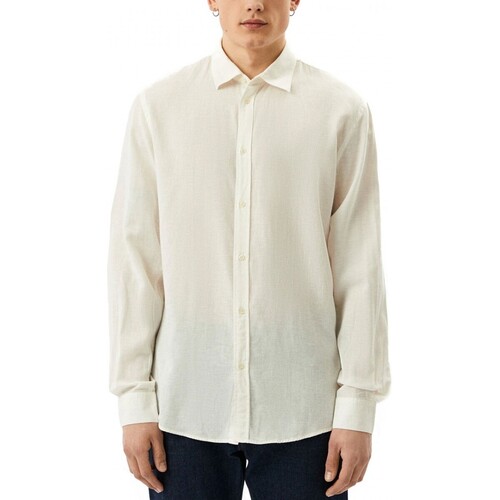 Kleidung Herren Langärmelige Hemden Liu Jo Regular Fit Langleinen-Leinenhemd Weiss