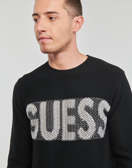 Guess AMYAS LS CN SLOGAN SWEATER Schwarz