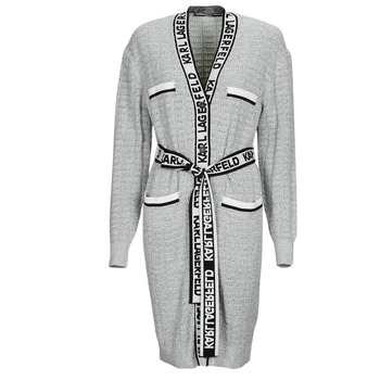 Kleidung Damen Strickjacken Karl Lagerfeld FEMININE BOUCLE CARDIGAN Grau