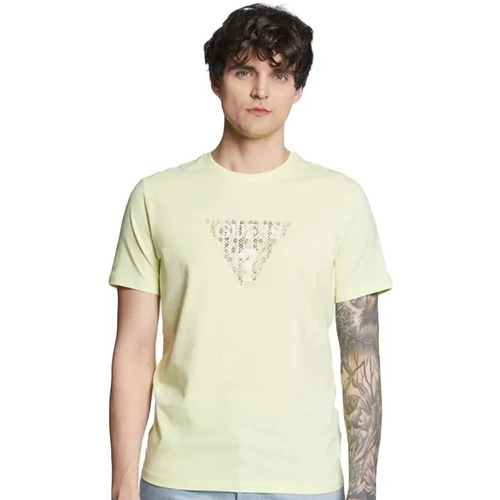 Kleidung Herren T-Shirts Guess Logo Geo Triangle Gelb
