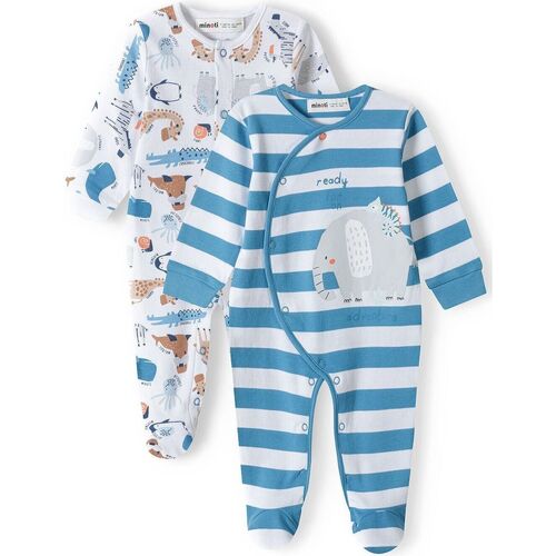 Kleidung Jungen Pyjamas/ Nachthemden Minoti 2er-Pack Schlafoveralls für Babys (0-12m) Grün