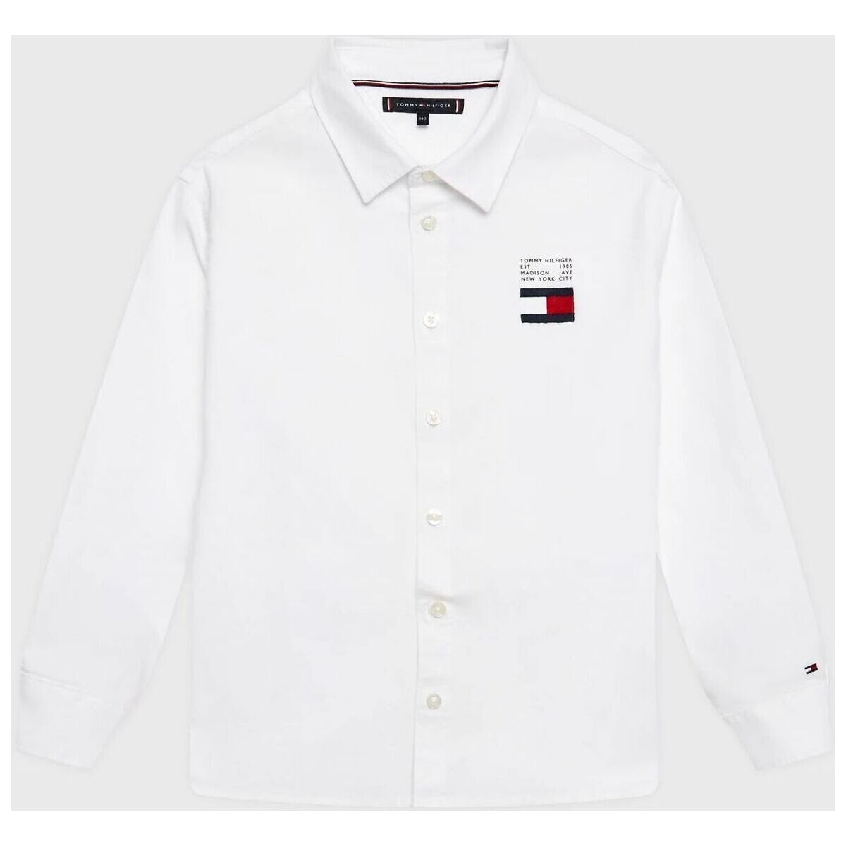 Kleidung Jungen Langärmelige Hemden Tommy Hilfiger KB0KB08012-YBR WHITE Weiss