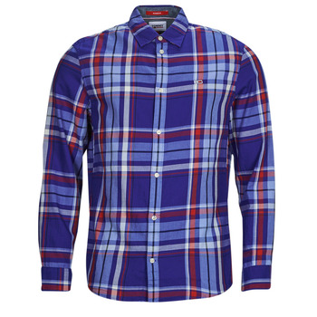 Kleidung Herren Langärmelige Hemden Tommy Jeans TJM CLSC ESSENTIAL CHECK SHIRT Marine / Weiss / Rot