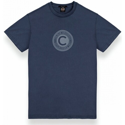 Kleidung Herren T-Shirts & Poloshirts Colmar T-Shirt mit Used-Effekt und Aufdruck auf der Brust Blau