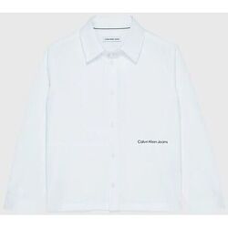Kleidung Kinder Langärmelige Hemden Calvin Klein Jeans IB0IB01497 LOGO POPLIN-YAF BRIGHT WHITE Weiss