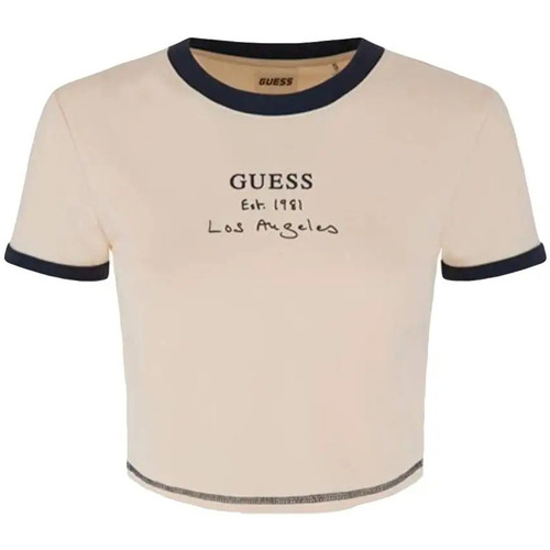 Kleidung Damen T-Shirts Guess Classic crop tee Los Angeles Beige