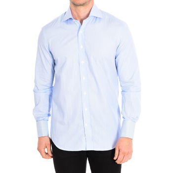 Kleidung Herren Langärmelige Hemden Cafe' Coton ALCAZAR3-55DC Blau