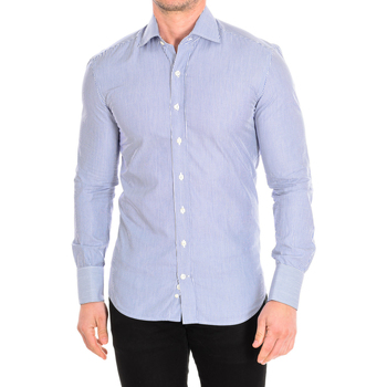 Kleidung Herren Langärmelige Hemden Cafe' Coton BIGARADE05-SLIM-55DC Blau