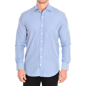 Kleidung Herren Langärmelige Hemden Cafe' Coton ORLANDO4-33LS Blau