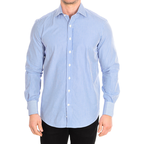 Kleidung Herren Langärmelige Hemden CafÃ© Coton ORLANDO4-G-55DC Blau