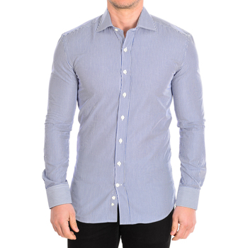 Kleidung Herren Langärmelige Hemden CafÃ© Coton ORLANDO4-SLIM-33LS Blau