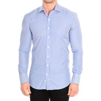 Kleidung Herren Langärmelige Hemden Cafe' Coton ORLANDO4-SLIM-G-55DC Blau
